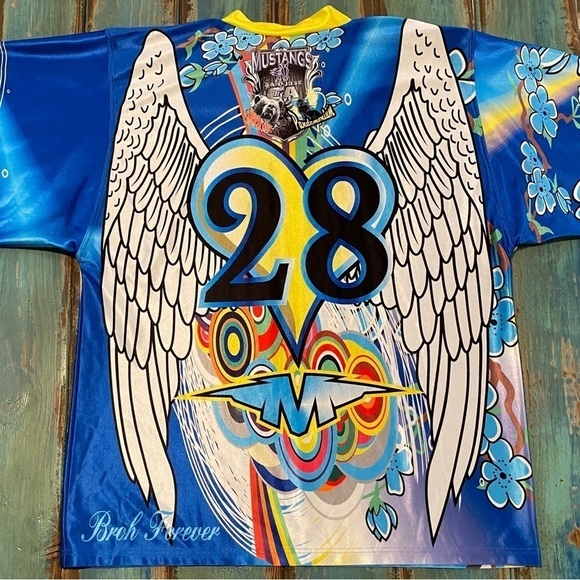 Ace Hockey Jersey Colorful Pinup Angel #28 Mustangs San Jose CA Med Unisex - Picture 7 of 7